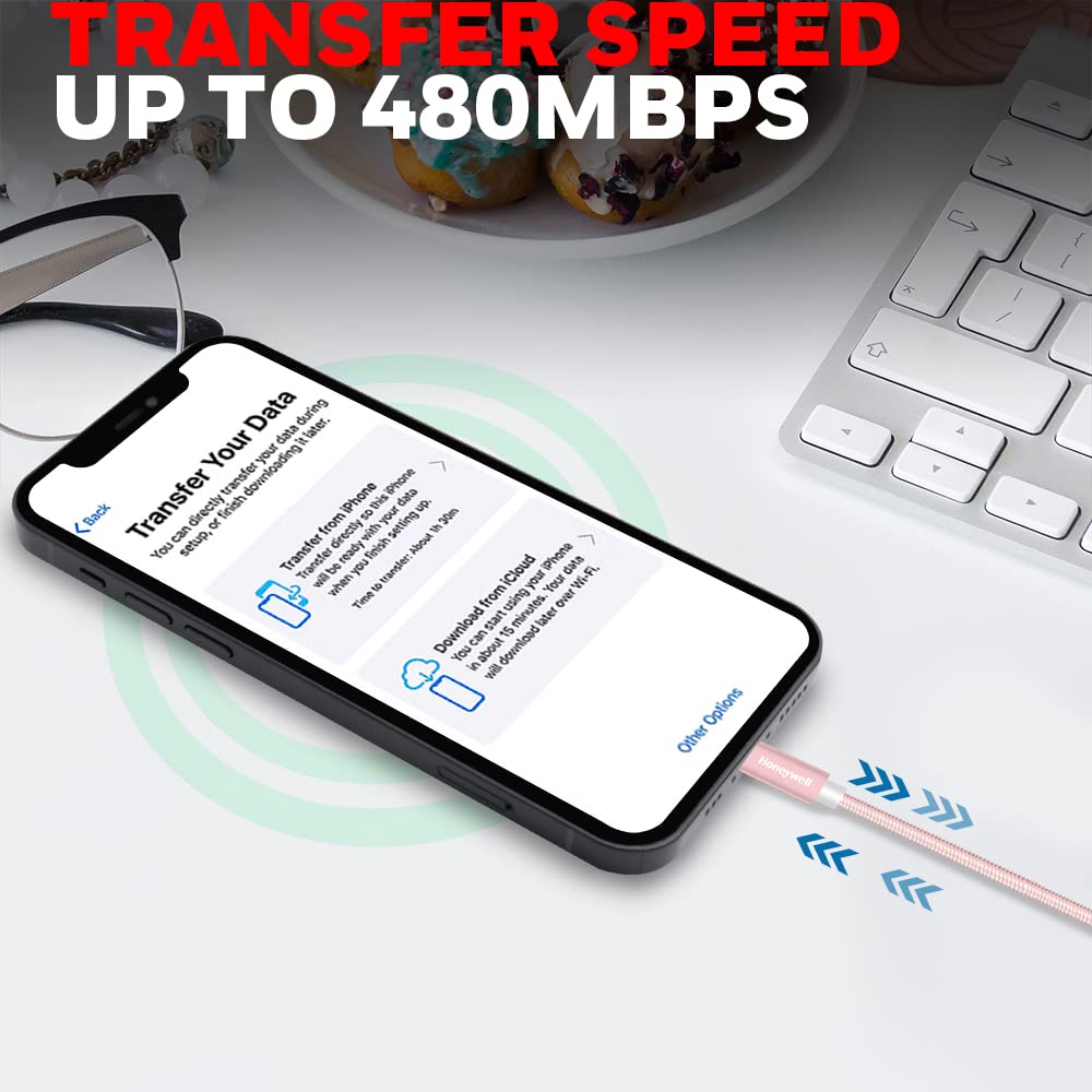Apple Lightning Sync & Charge Cable 1.2 Mtr (Braided) - Rose Gold