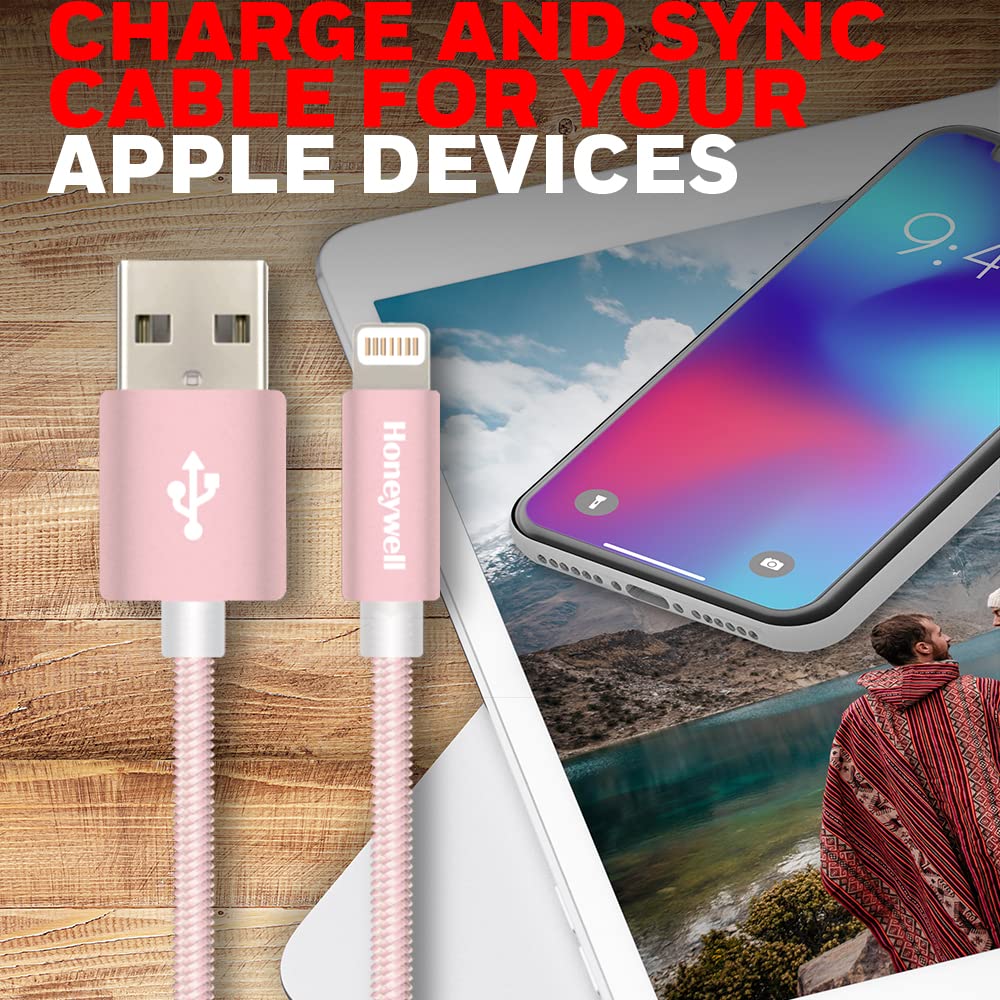 Apple Lightning Sync & Charge Cable 1.2 Mtr (Braided) - Rose Gold