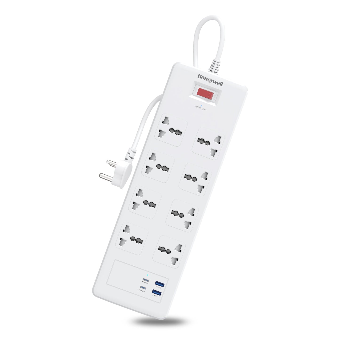 8 Outlet Surge Protector with 2 Type C with PD & 2 USB - White