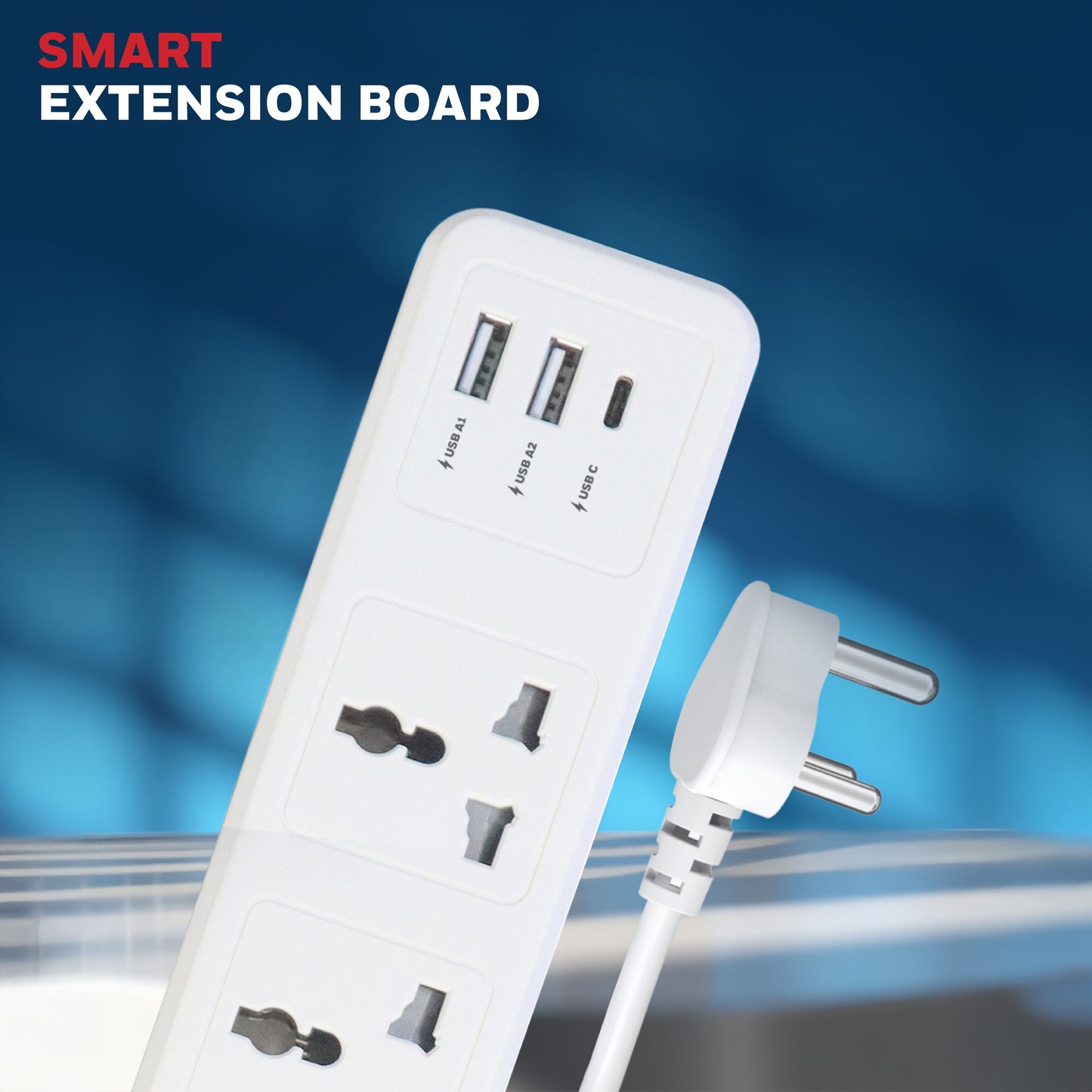 4 OUTLET EXTENSION BOARD WITH 1 TYPE C & 2 USB