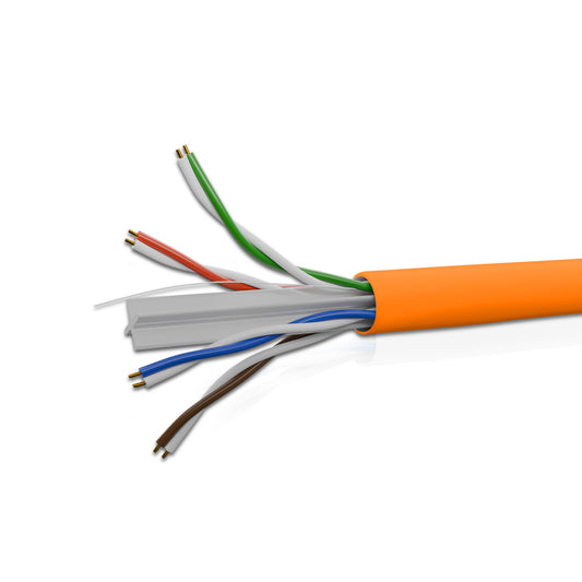 Cat 6 UTP 4P Solid Cable 23AWG FRPVC CM Orange 305 Mtrs