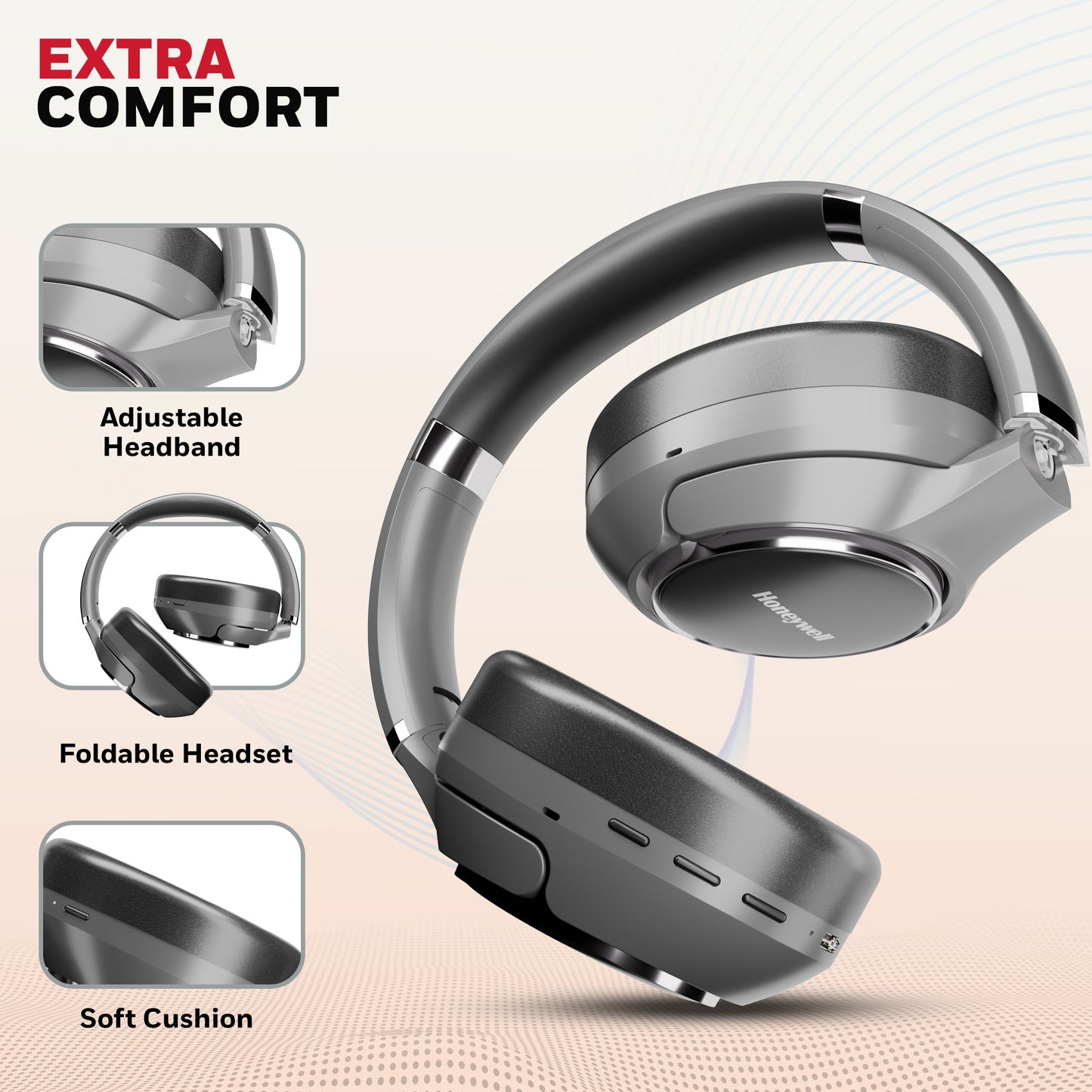 Trueno U20 ANC Bluetooth Headphones-Grey