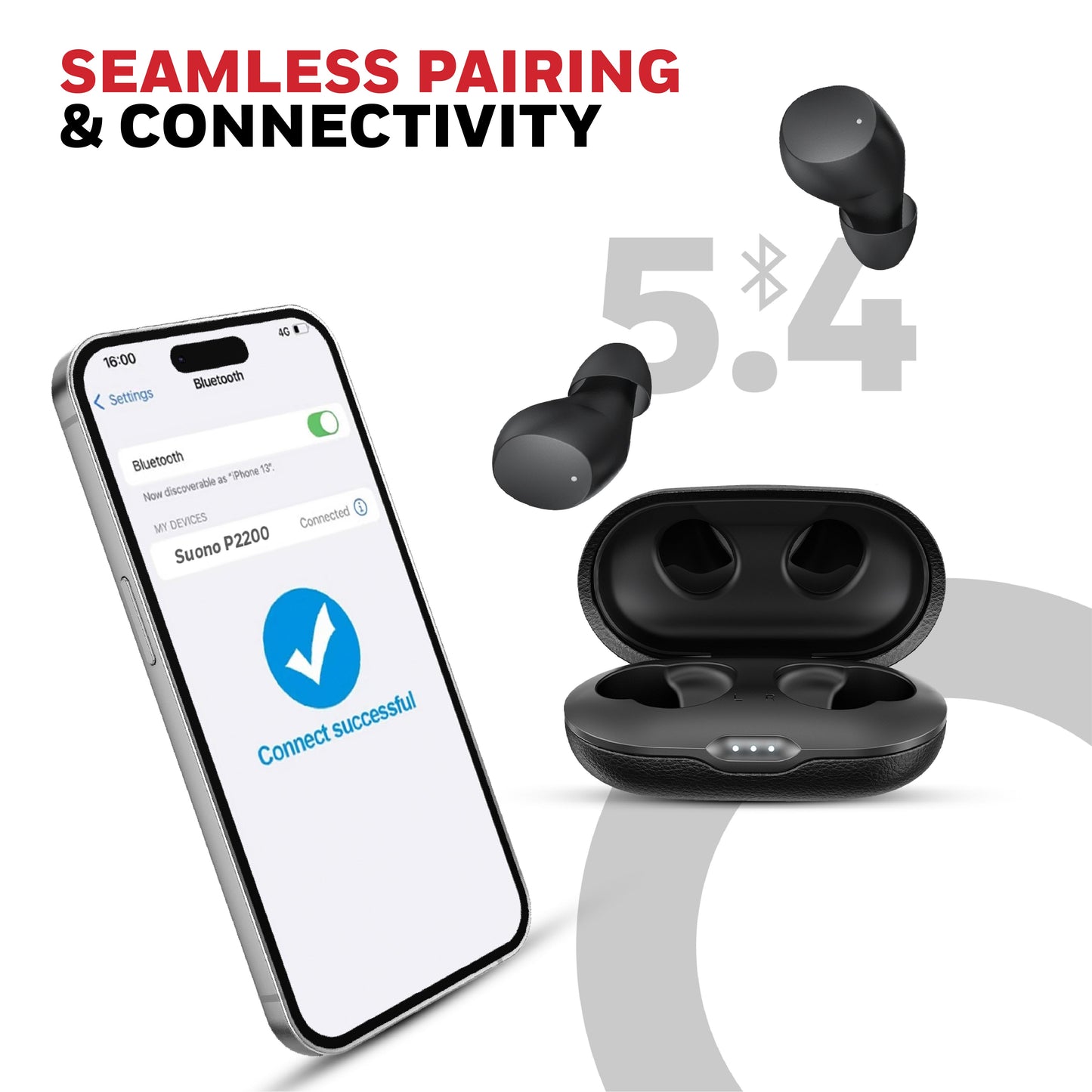Suono P2200 Truly Wireless Earbuds-Black