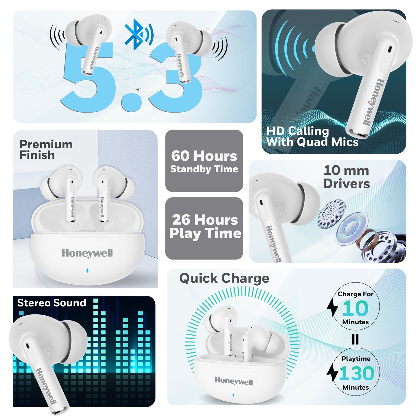 Moxie V1200 Truly Wireless Earbuds-White