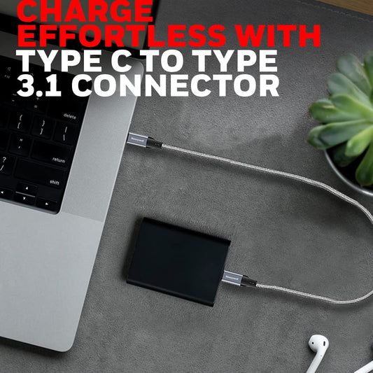 Type C to Type C USB 3.1 cable 1.2mtr - (Braided) - Grey
