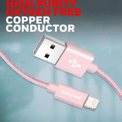 Apple Lightning Sync & Charge Cable 1.2 Mtr (Braided) - Rose Gold
