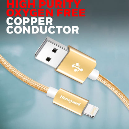 Apple Lightning Sync & Charge Cable 1.2 Mtr (Braided) - Gold