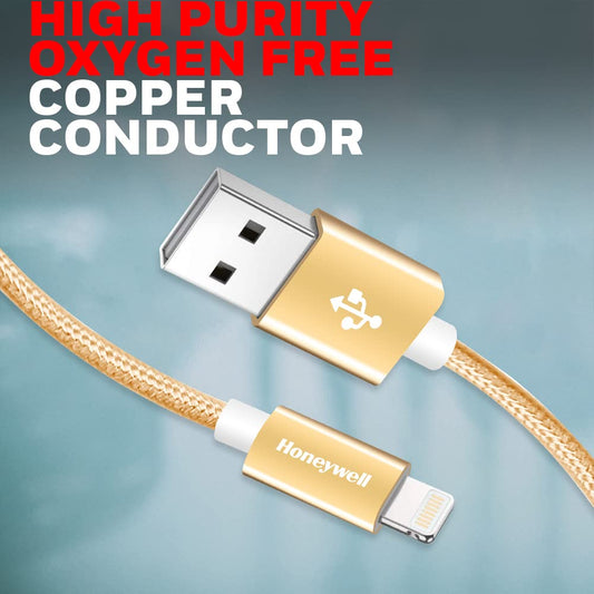 Apple Lightning Sync & Charge Cable 1.2 Mtr (Braided) - Gold