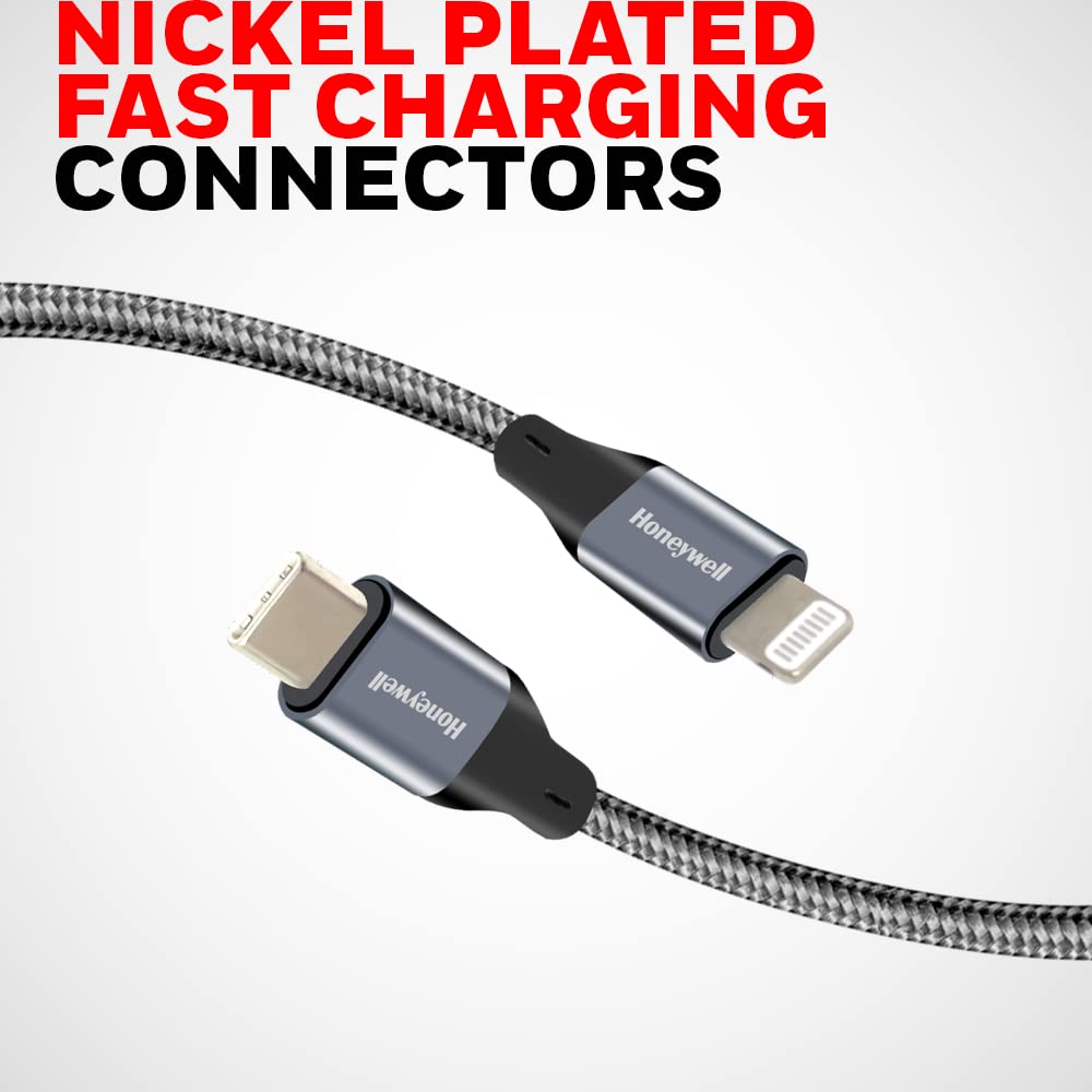 Type C to Lightning cable 1.2mtr - (Braided) - Grey