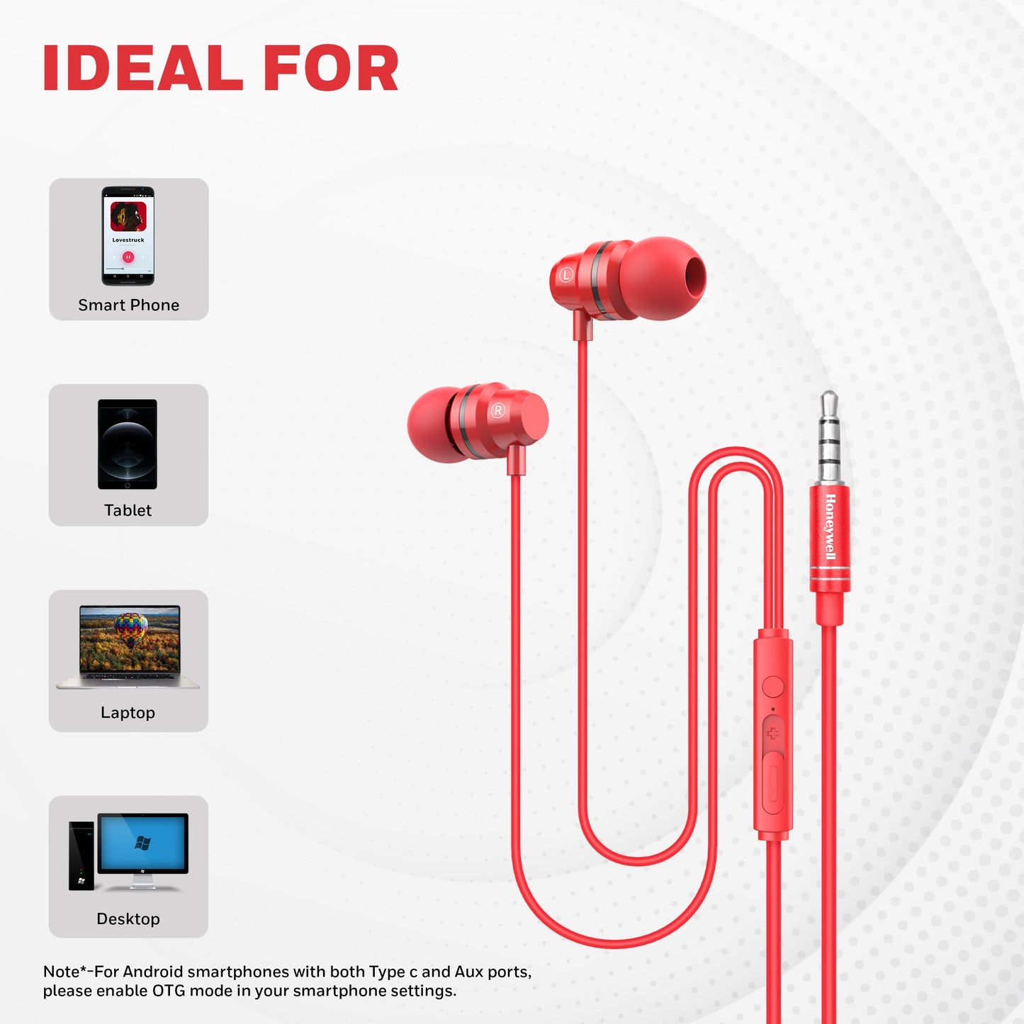 Moxie V50 Wired Earphones-Red