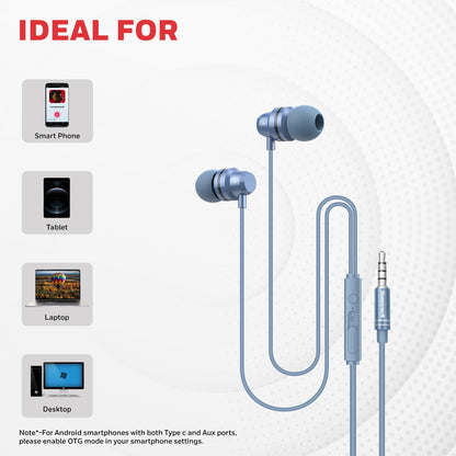 Moxie V50 Wired Earphones-Blue