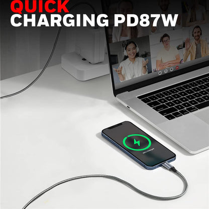Type C to Lightning cable 1.2mtr - (Braided) - Grey