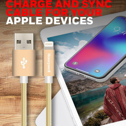 Apple Lightning Sync & Charge Cable 1.2 Mtr (Braided) - Gold
