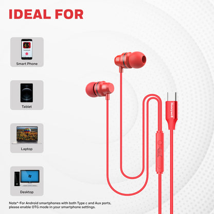 Suono P60 Wired Earphones-Red