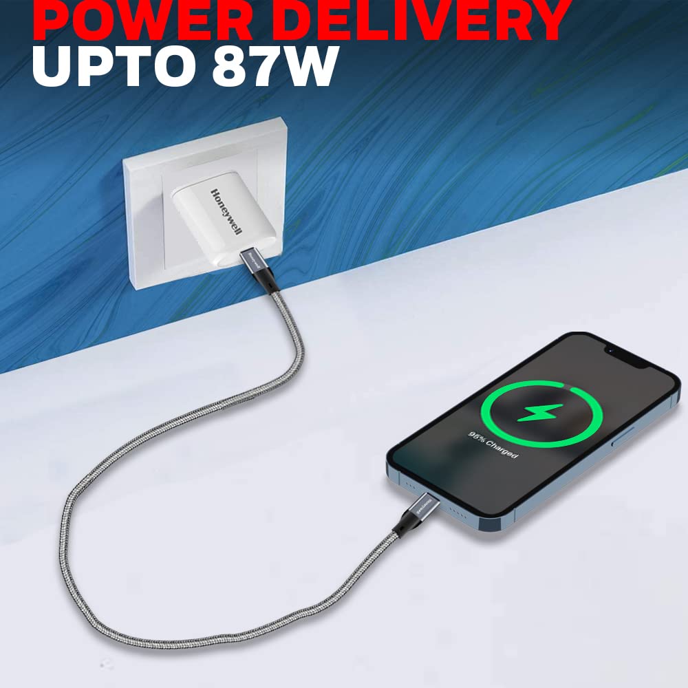 Type C to Lightning cable 1.2mtr - (Braided) - Grey