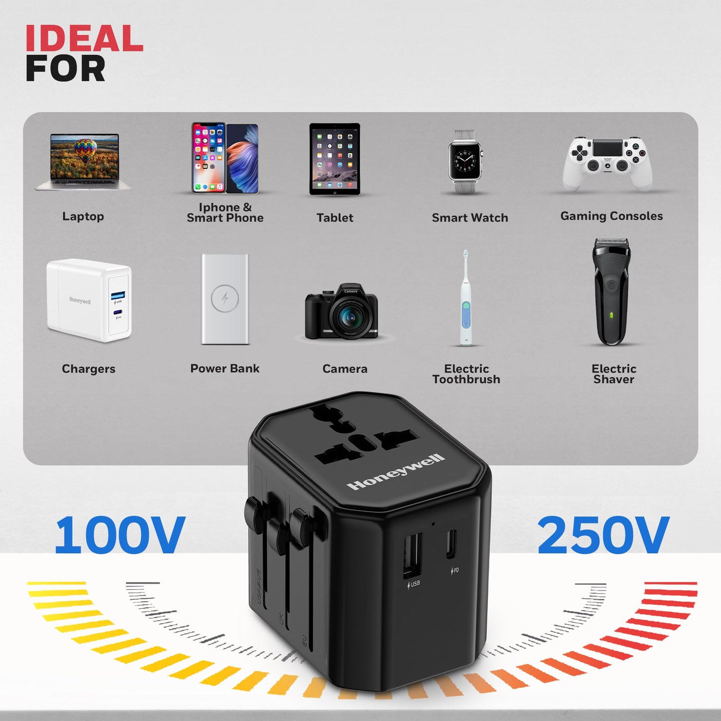 Universal World Travel Adapter - 12W(Black)