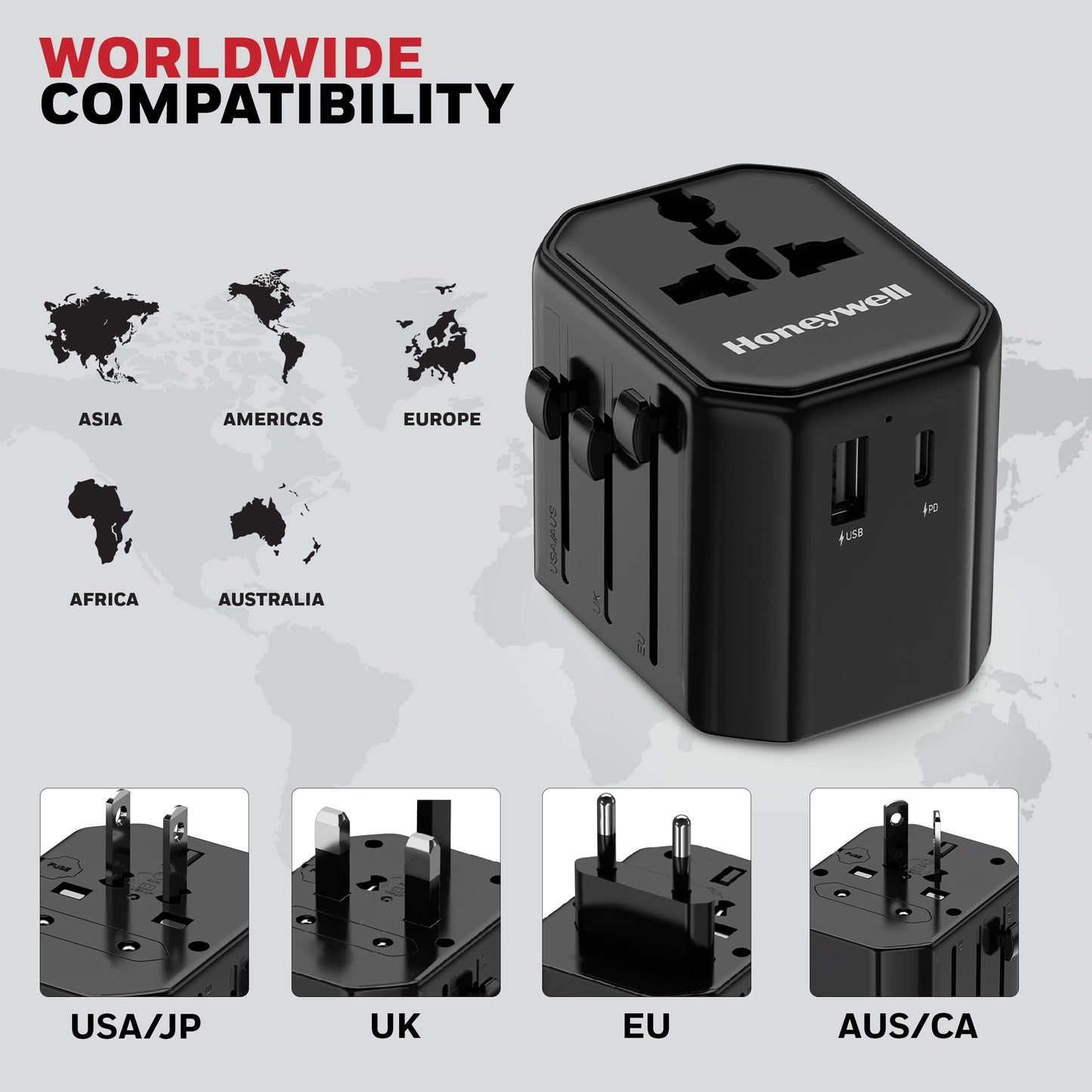 Universal World Travel Adapter - 12W(Black)