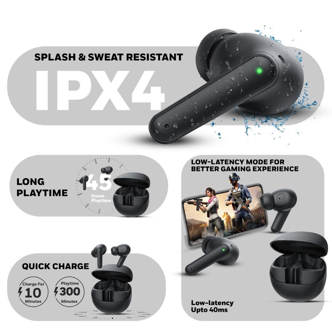 Moxie V1400 Truly Wireless Earbuds-Black