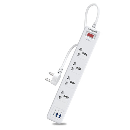 4 Outlet Surge Protector with 1xType C with PD & 2xUSB - White