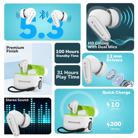 Moxie V1100 Truly Wireless Earbuds-White