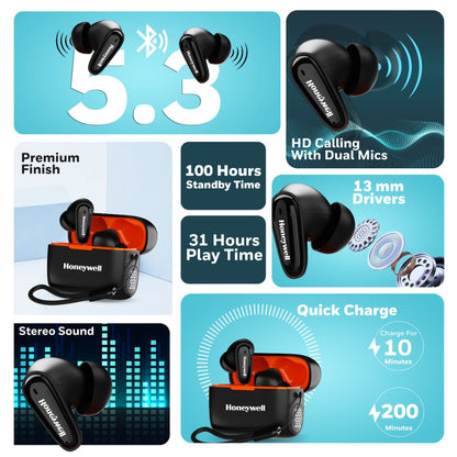 Moxie V1100 Truly Wireless Earbuds-Black