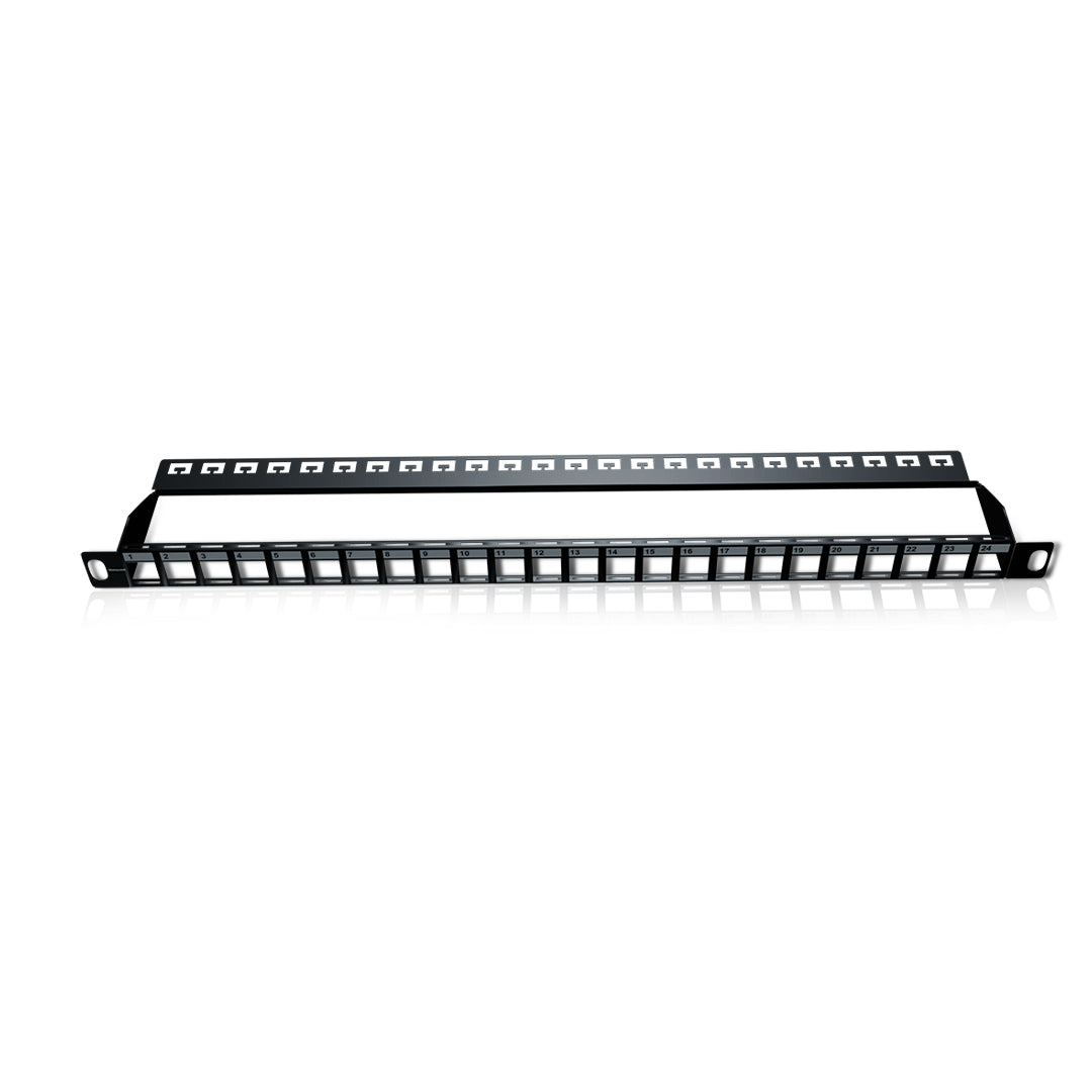 Slim Patch Panel, 0.5U, UTP Keystone, Unloaded, 24 Port