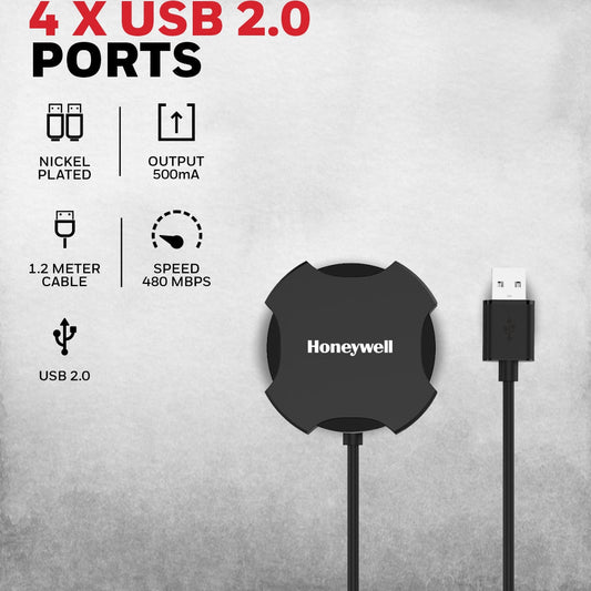 4-In-1 Ultra Slim USB Hub 2.0, 1.2 Meter Cable