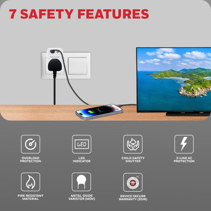 1 Outlet Surge Cube with 1xType C with PD & 1xUSB - White