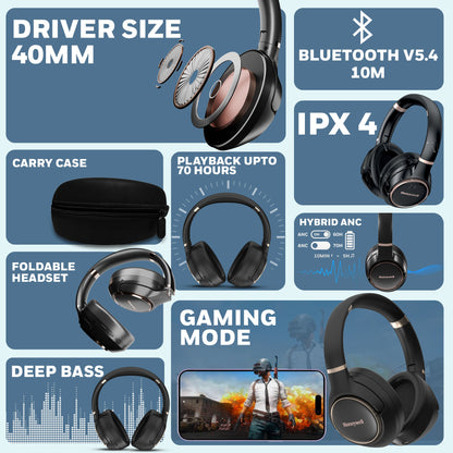 Trueno U20 Bluetooth Headphone-Black