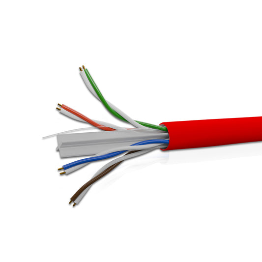 Cat 6A UTP 4 Pair Solid Cable True 23 AWG LSZH Red 305 Mtrs