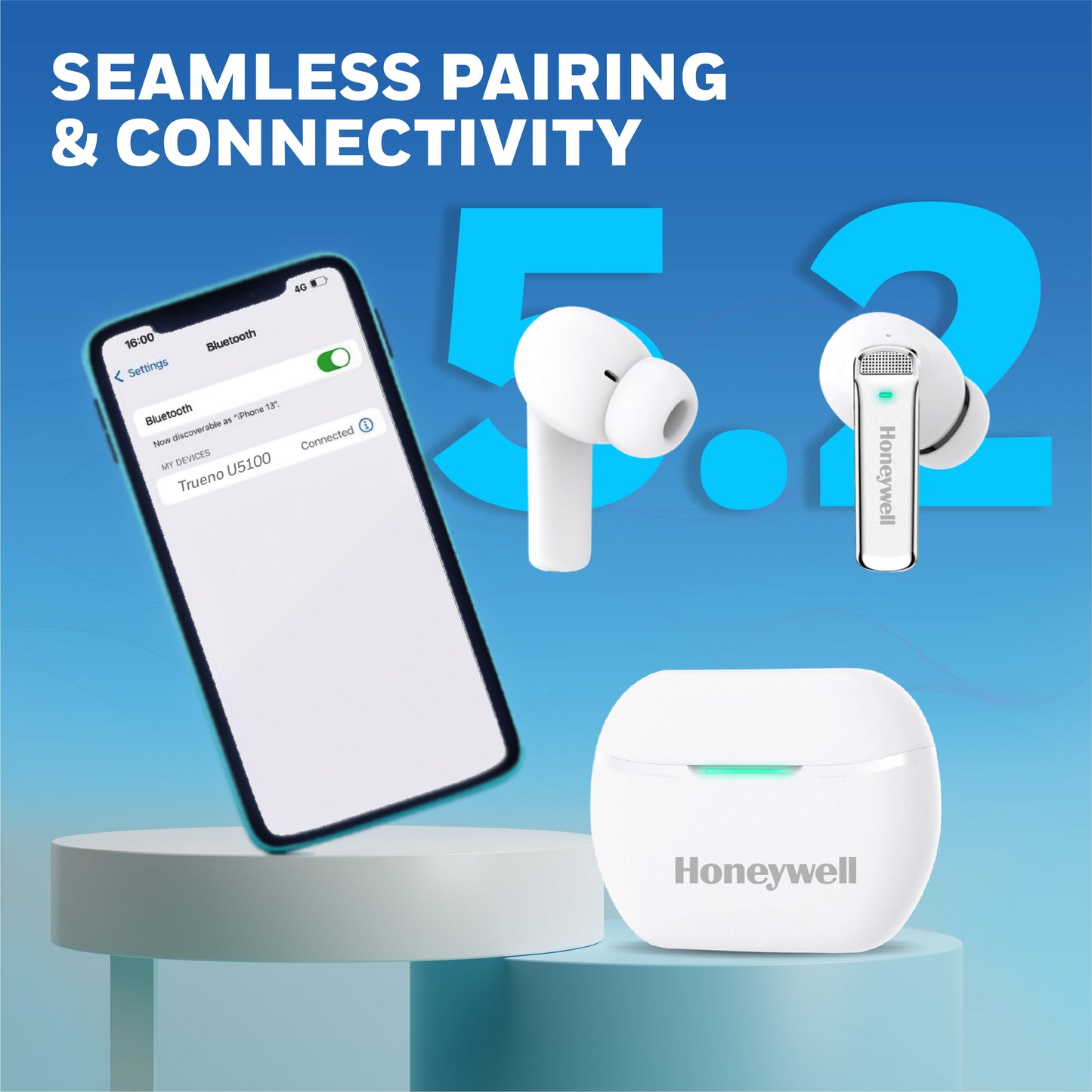 Trueno U5100 Truly Wireless ANC Earbuds-White