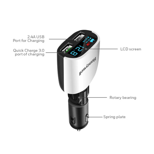 Micro CLA LED Charger w/o cable QC 3.0 + 2.4 Amp 2 x USB