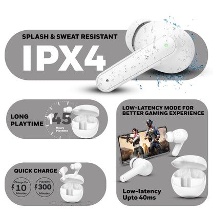 Moxie V1400 Truly Wireless Earbuds-White