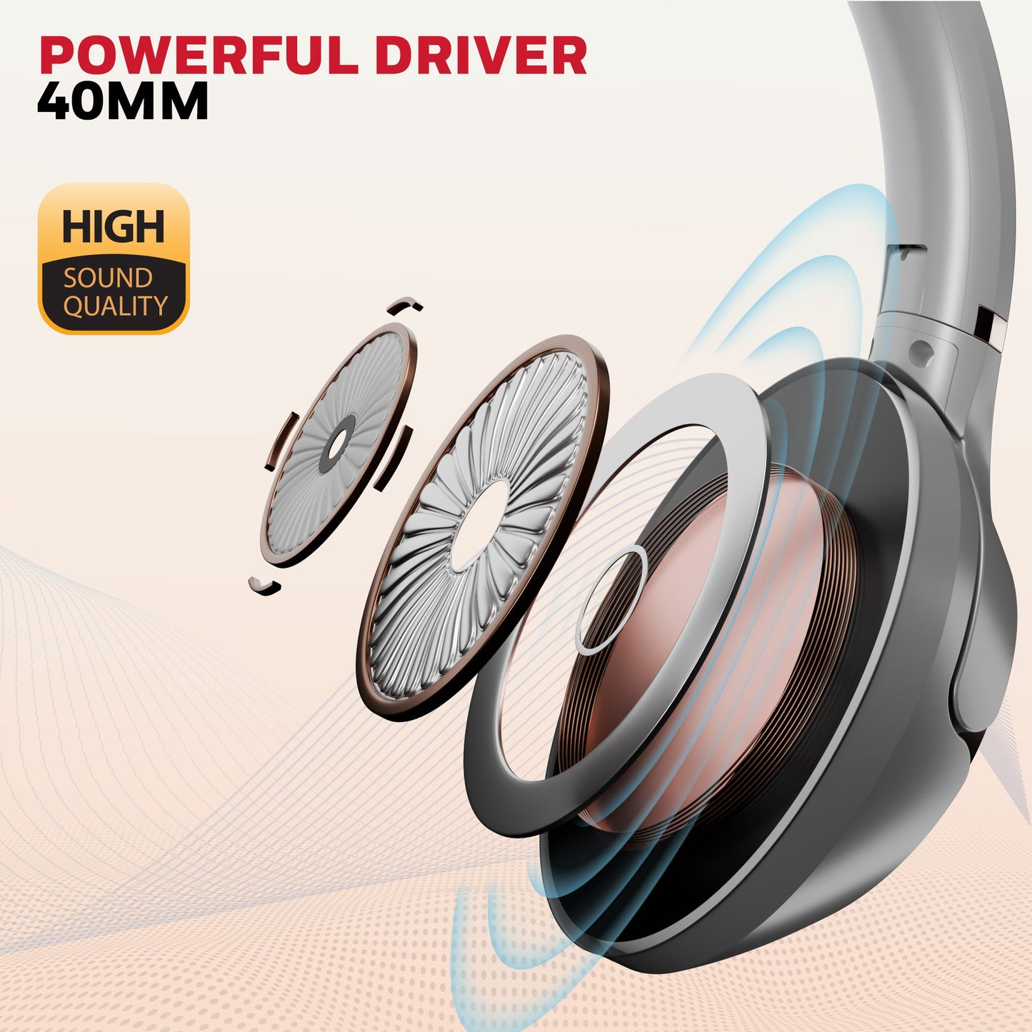 Trueno U20 ANC Bluetooth Headphones-Grey