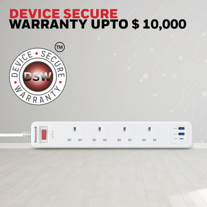 4 Outlet Surge Protector with 1xType C with PD & 2xUSB - White