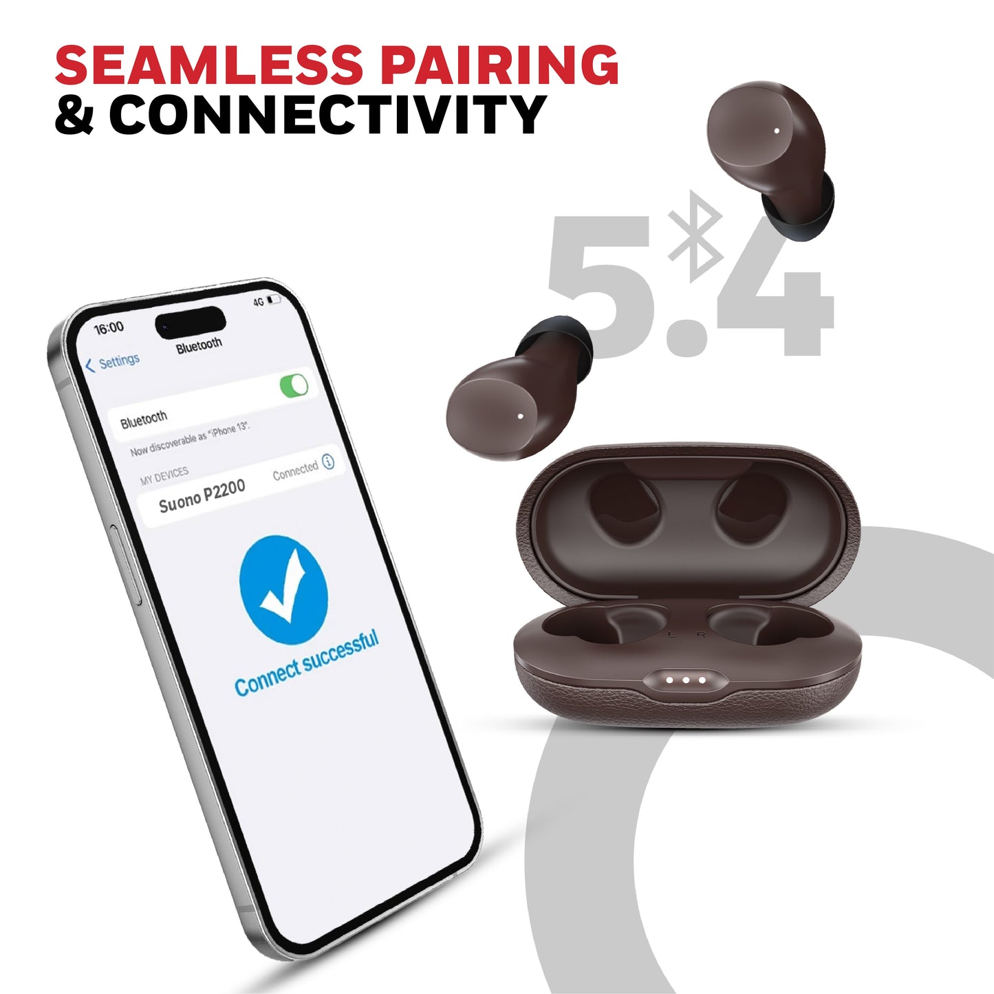 Suono P2200 Truly Wireless Earbuds-Brown