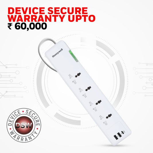 4 out surge protector PD20W with 2xUSB - White