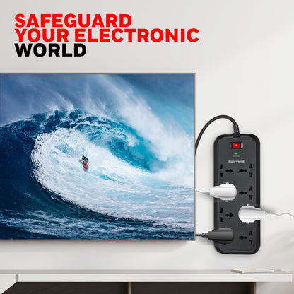8 out Surge Protector with Master Switch - Black