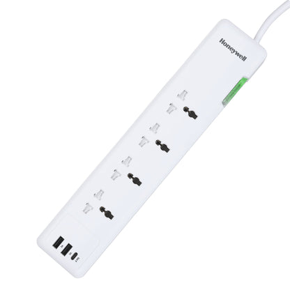 4 out surge protector PD20W with 2xUSB - White