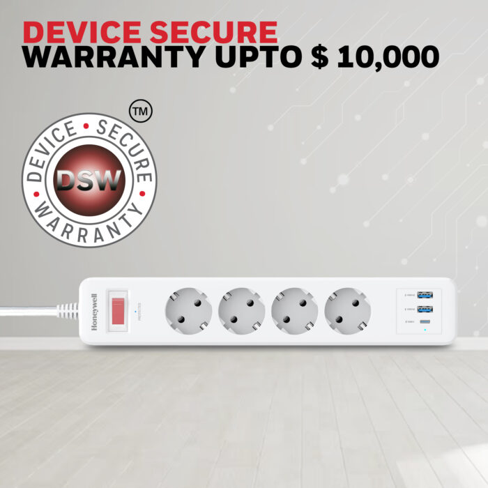 Honeywell 4 Out Surge Protector, 1.8 Meter Length, White - Image 7