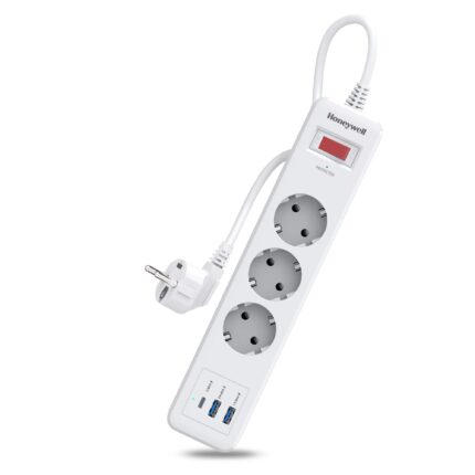 Honeywell 3 Out Surge Protector, 1.8 Meter Length, White