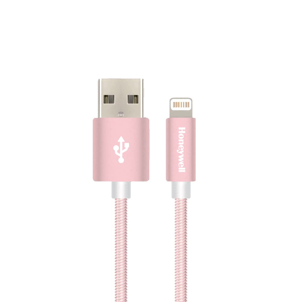 Honeywell USB 2.0 to Lightning, Fast Charging Cable (Apple MFI-Certified), Nylon-Braided, 4 Feet/1.2M - Rose Gold