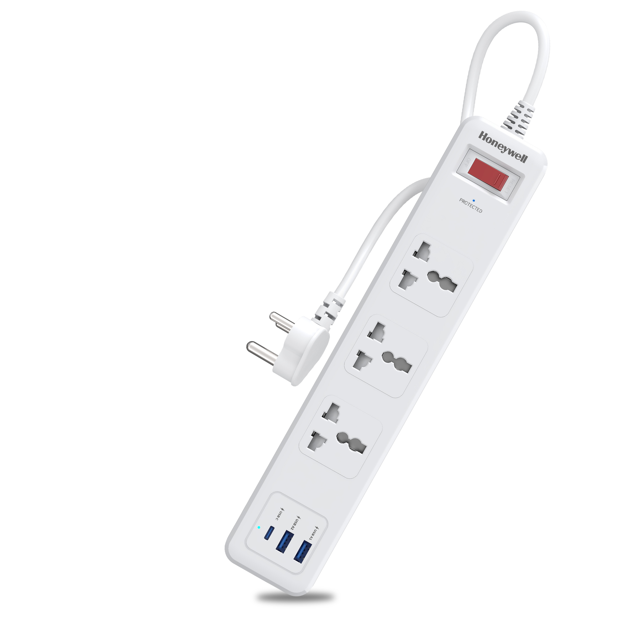 Honeywell 3 Outlet Surge Protector with 1xType C with PD & 2xUSB