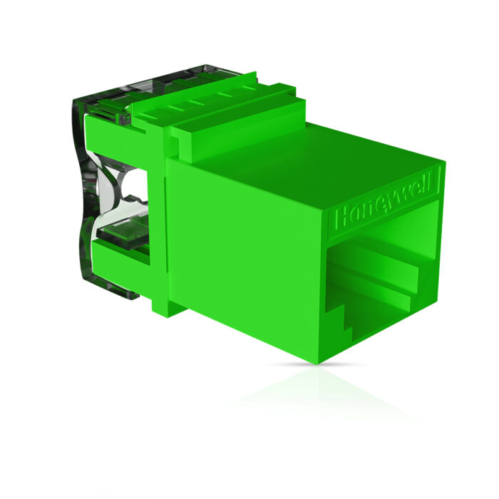 Cat6 UTP Keystone Jack Shuttered GREEN - Image 1
