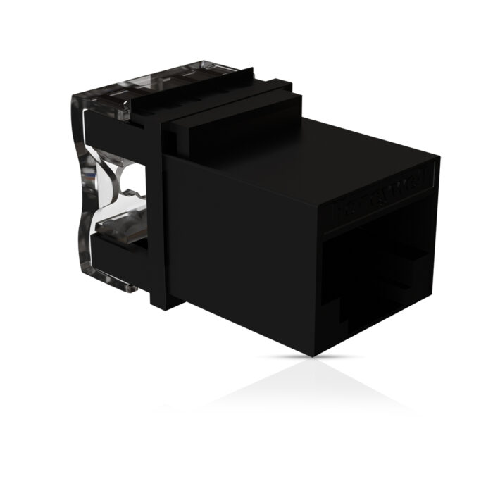 Cat6 UTP Keystone Jack Shuttered BLACK - Image 1