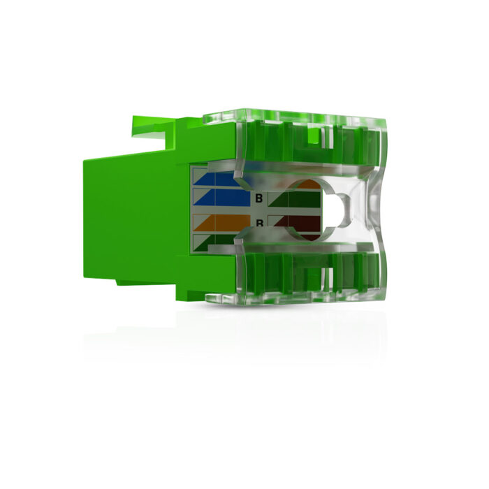 Cat6A UTP Keystone Jack Shuttered GREEN - Image 4