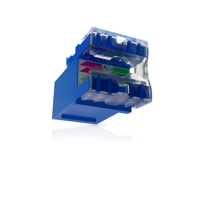Cat6A UTP Keystone Jack Shuttered BLUE - Image 4
