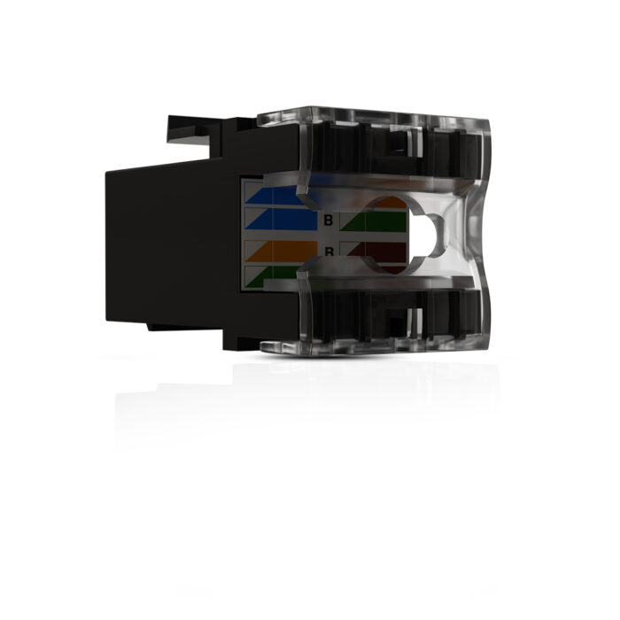Cat6A UTP Keystone Jack Shuttered BLACK - Image 4