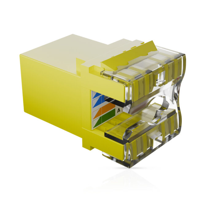 Cat6 UTP Keystone Jack Shuttered YELLOW - Image 2