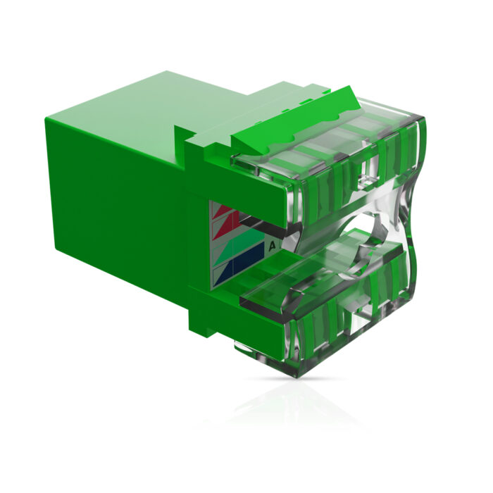 Cat6 UTP Keystone Jack Shuttered GREEN - Image 2